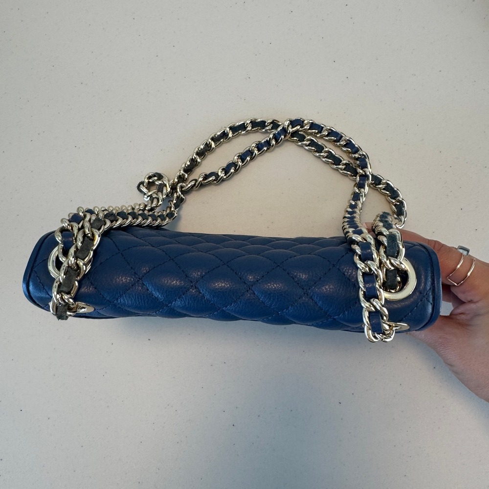 Rebecca Minkoff Blue Quilted Leather Shoulder Bag Chain Strap Magnetic Closure - Picture 13 of 16